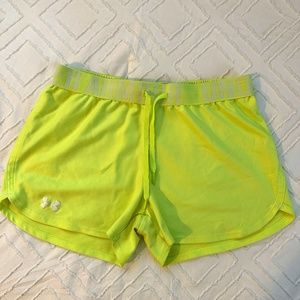 Under Armor Women's Neon Yellow Athletic Shorts Sz. Small